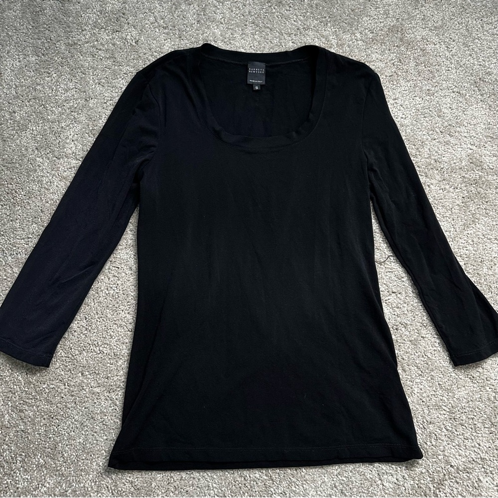 Vintage Barneys New York Micro Mesh Scoop Neck Quarter Sleeve Top Nylon Spandex